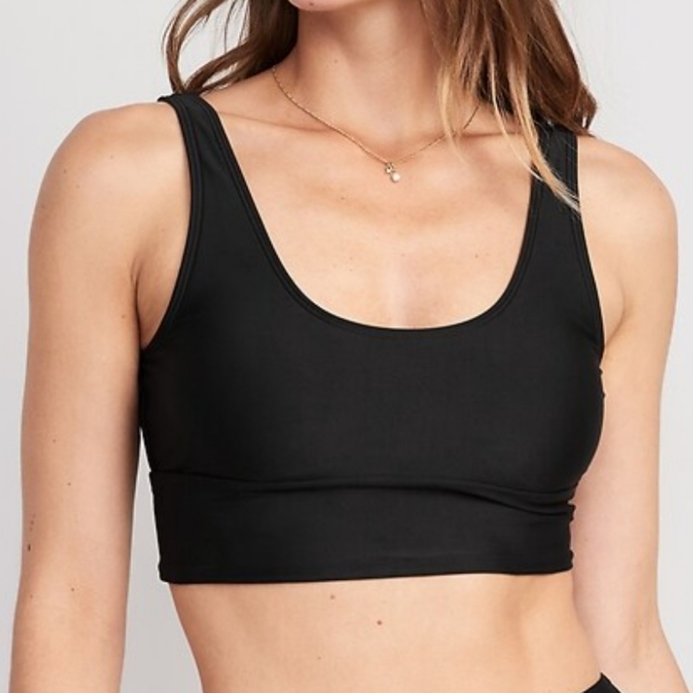 Old Navy Black Scoop-Neck Longline Bikini Swim Top